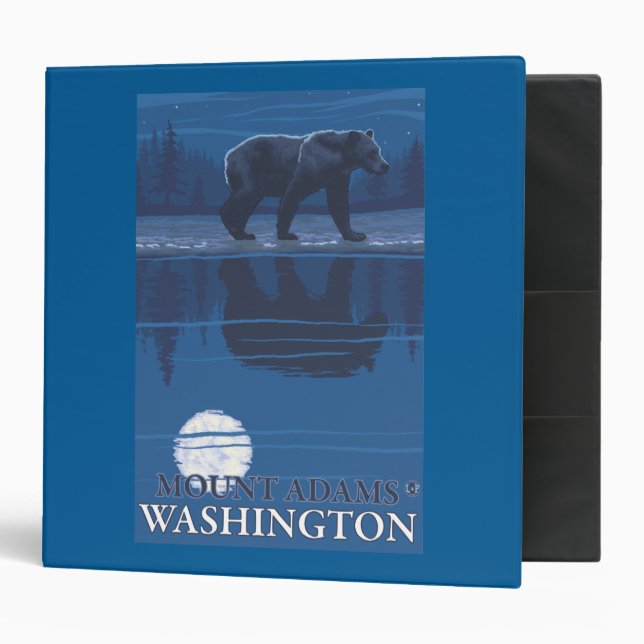 Bear in Moonlight - Mount Adams, Washington 3 Ring Binder (Front/Inside)