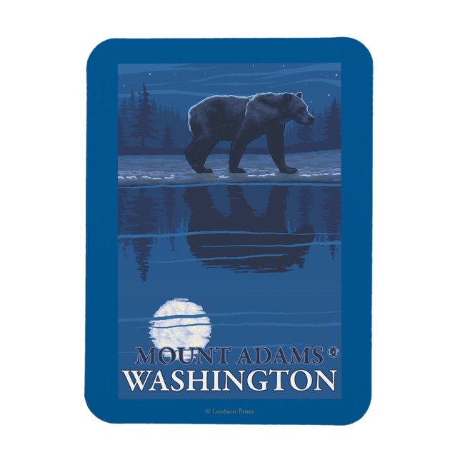 Bear in Moonlight - Mount Adams, Washington Magnet (Vertical)