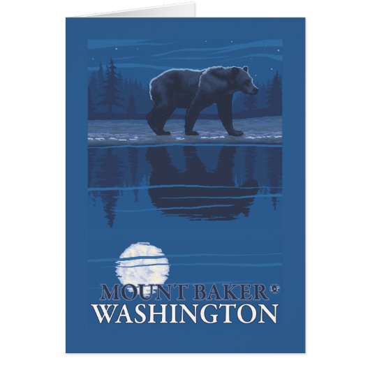 Bear in Moonlight - Mount Baker, Washington Cards (Front)