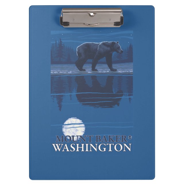 Bear in Moonlight - Mount Baker, Washington Clipboard (Front)