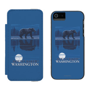Bear in Moonlight - Mount Baker, Washington iPhone SE/5/5s Wallet Case