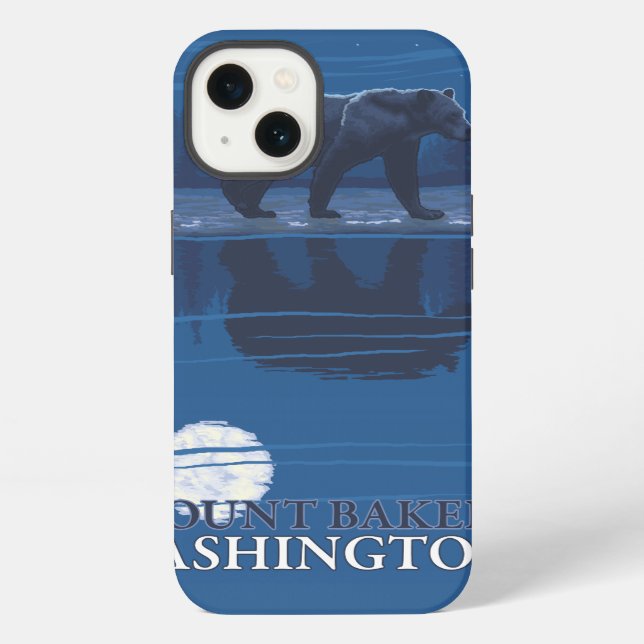 Bear in Moonlight - Mount Baker, Washington Iphone Case (Back)