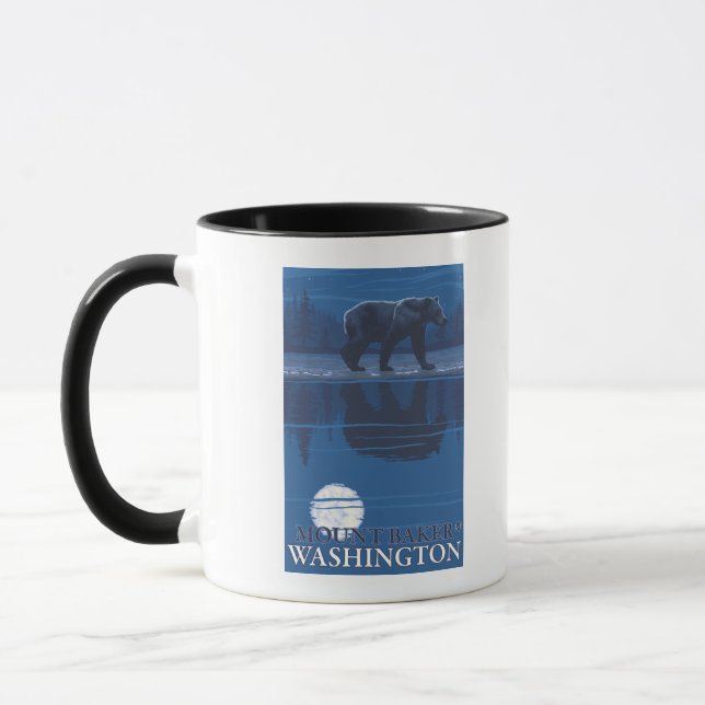 Bear in Moonlight - Mount Baker, Washington Mug (Left)