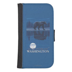 Bear in Moonlight - Mount St. Helens, Samsung S4 Wallet Case