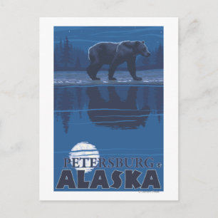 Bear in Moonlight - Petersburg, Alaska Postcard