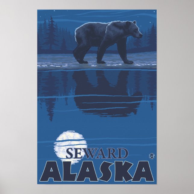 Bear in Moonlight - Seward, Alaska Poster (Front)