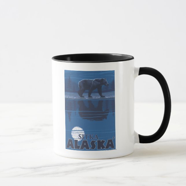 Bear in Moonlight - Sitka, Alaska Mug (Right)