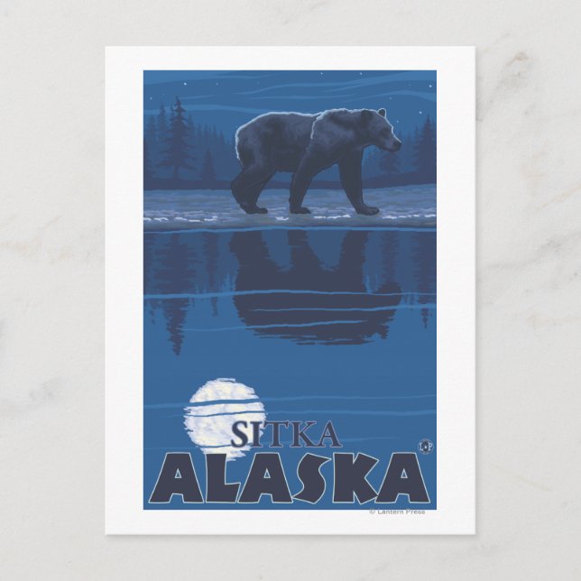 Bear in Moonlight - Sitka, Alaska Postcard (Front)