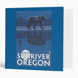 Bear in Moonlight - Sun River, Oregon 3 Ring Binder