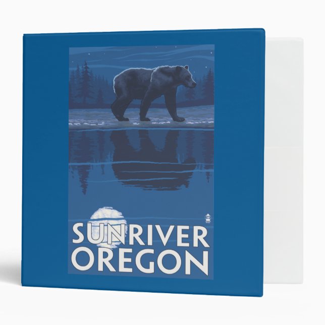 Bear in Moonlight - Sun River, Oregon 3 Ring Binder (Front/Inside)