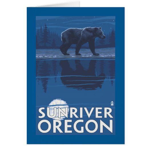 Bear in Moonlight - Sun River, Oregon Cards (Front)