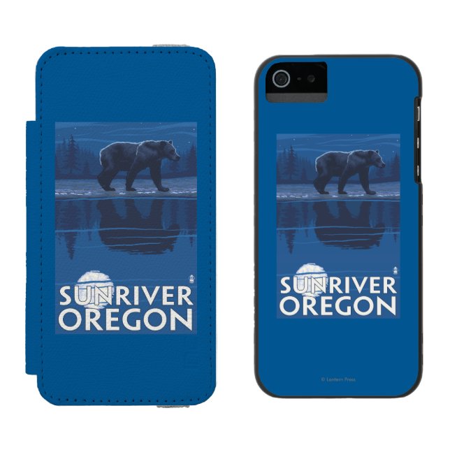 Bear in Moonlight - Sun River, Oregon Incipio iPhone Wallet Case (Side by Side)