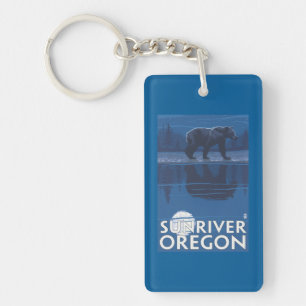 Bear in Moonlight - Sun River, Oregon Keychain