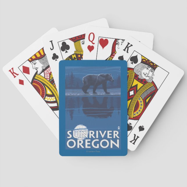 Bear in Moonlight - Sun River, Oregon Poker Cards (Back)