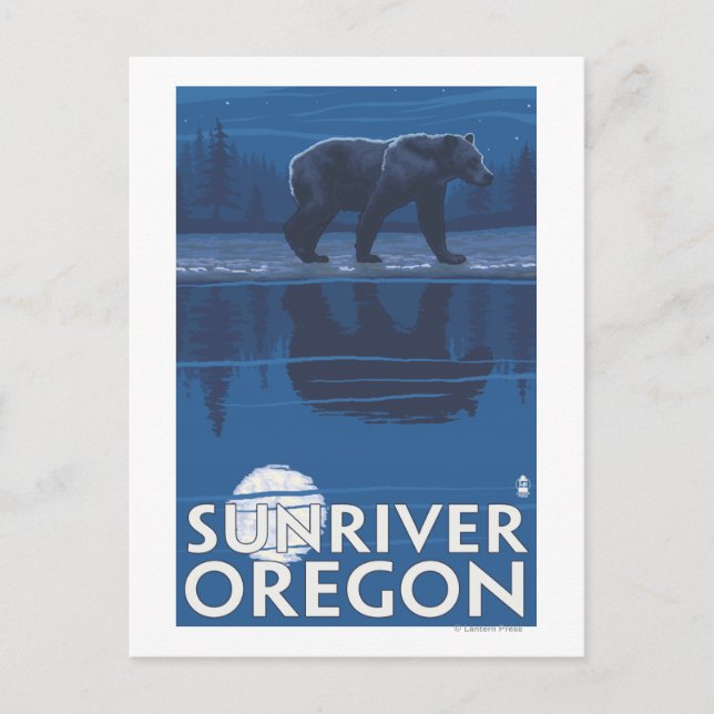 Bear in Moonlight - Sun River, Oregon Postcard (Front)