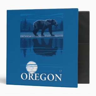 Bear in Moonlight- Vintage Travel Poster Binder