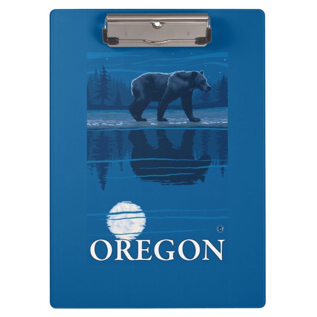 Bear in Moonlight- Vintage Travel Poster Clipboard (Front)