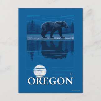 Bear in Moonlight- Vintage Travel Poster Postcard