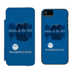 Bear in Moonlight - Washington Wallet Case For iPhone SE/5/5s