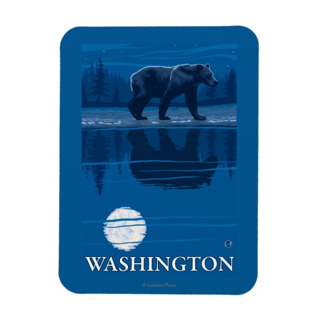 Bear in Moonlight - Washington Magnet (Vertical)