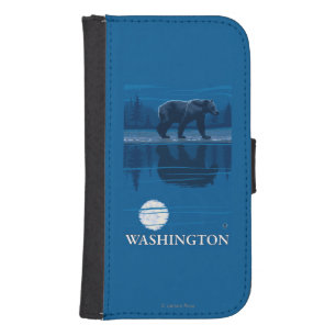 Bear in Moonlight - Washington Galaxy S4 Wallet Case