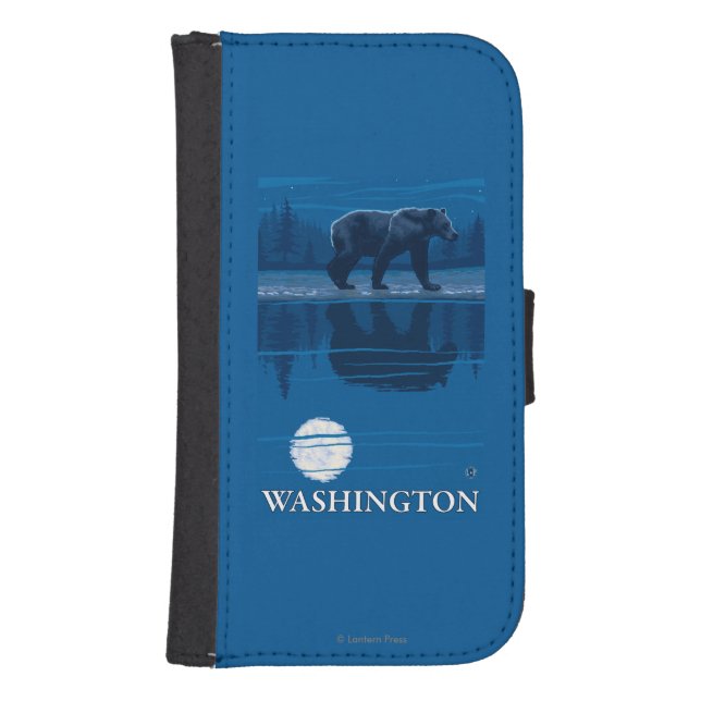 Bear in Moonlight - Washington Samsung Galaxy Wallet Case (Front)