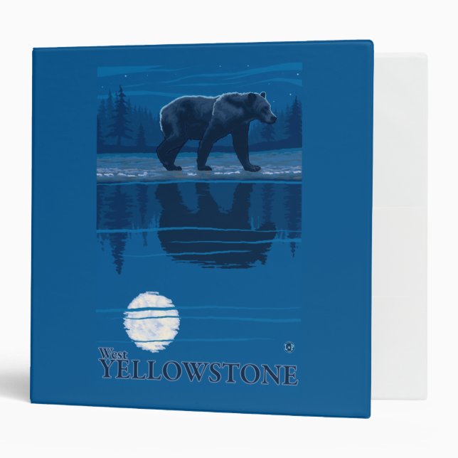 Bear in Moonlight - West Yellowstone, Montana Binder (Front/Inside)