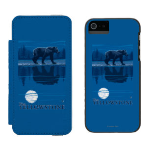 Bear in Moonlight - West Yellowstone, Montana Wallet Case For iPhone SE/5/5s