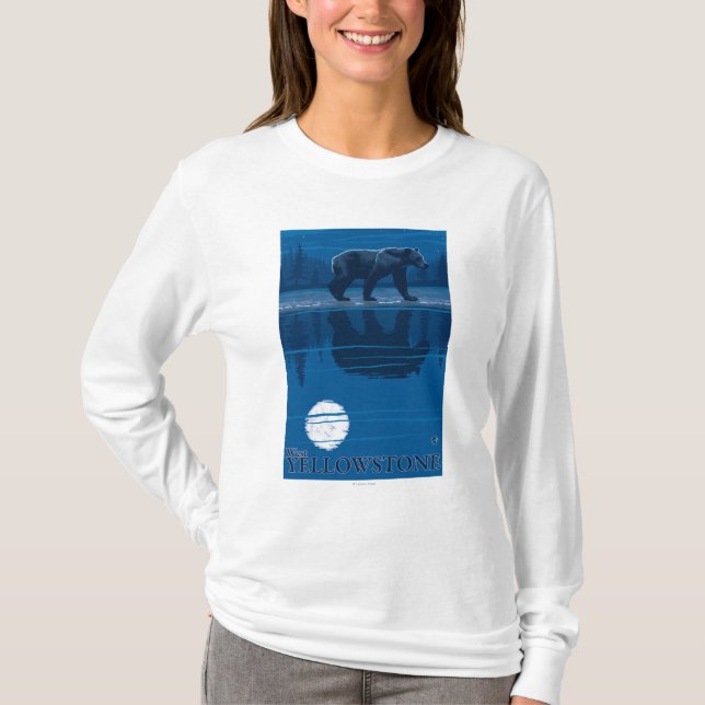 Bear in Moonlight - West Yellowstone, Montana T-Shirt (Front)
