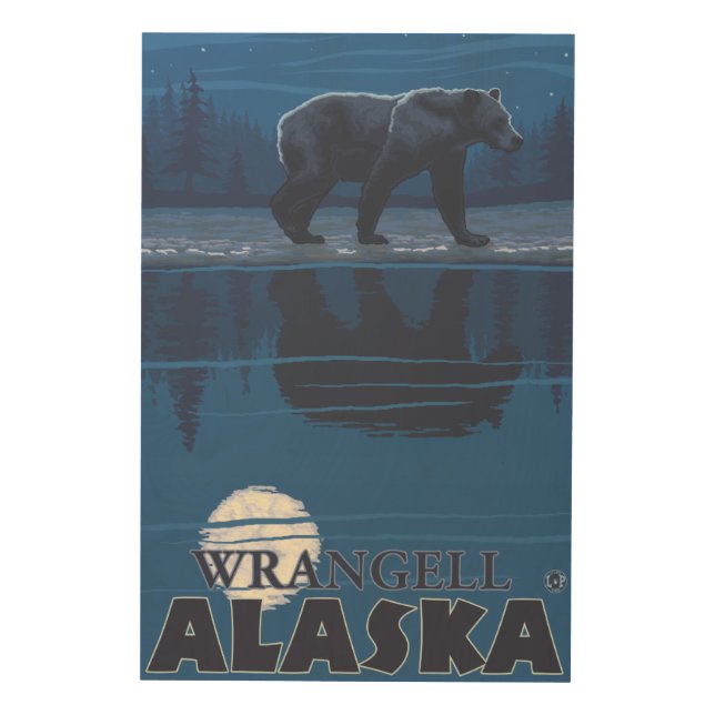 Bear in Moonlight - Wrangell, Alaska Wood Wall Art (Front)