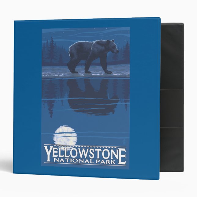 Bear in Moonlight - Yellowstone National Park Binder (Front/Inside)