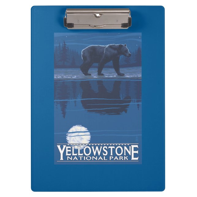 Bear in Moonlight - Yellowstone National Park Clipboard (Front)