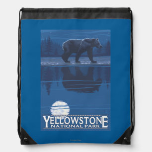 Bear in Moonlight - Yellowstone National Park Drawstring Bag