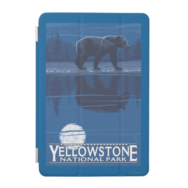 Bear in Moonlight - Yellowstone National Park iPad Mini Cover (Front)