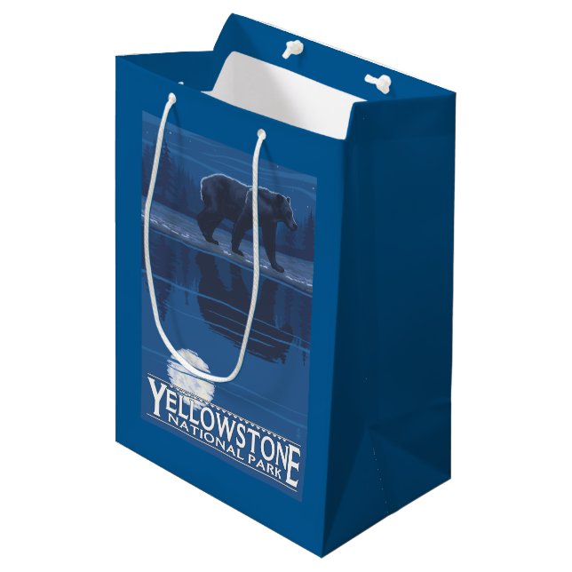 Bear in Moonlight - Yellowstone National Park Medium Gift Bag (Front Angled)