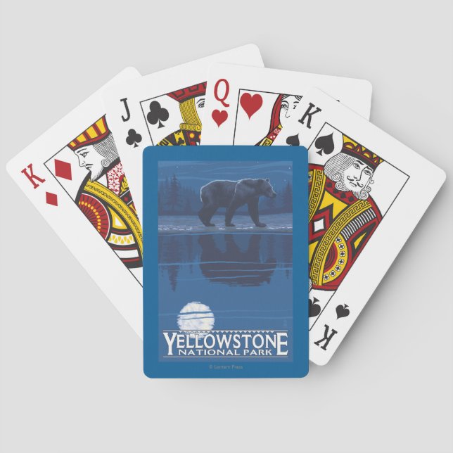 Bear in Moonlight - Yellowstone National Park Poker Cards (Back)