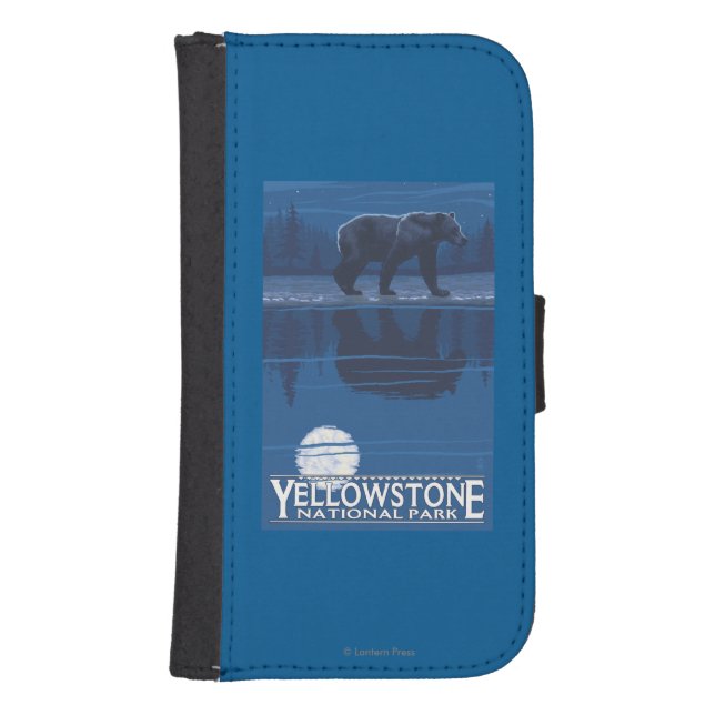 Bear in Moonlight - Yellowstone National Park Samsung Galaxy Wallet Case (Front)