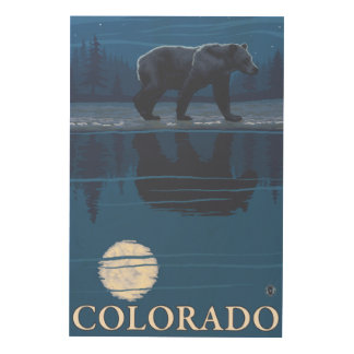Bear in MoonlightColorado Wood Wall Decor
