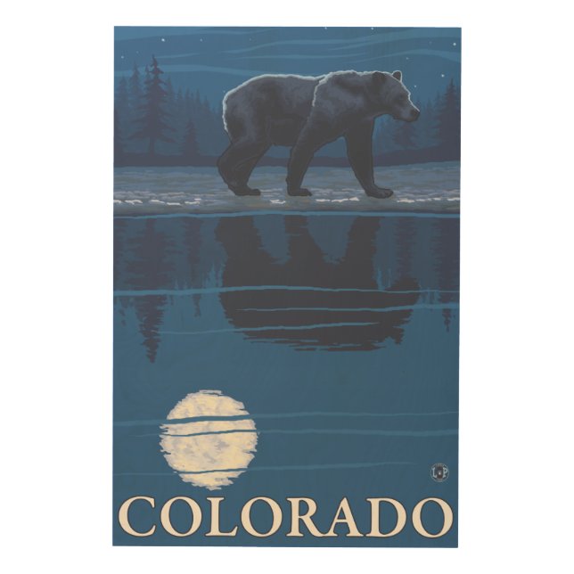Bear in MoonlightColorado Wood Wall Decor (Front)