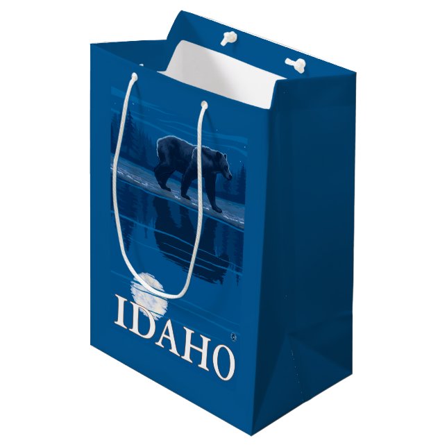 Bear in MoonlightIdahoVintage Travel Poster Medium Gift Bag (Front Angled)