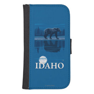 Bear in MoonlightIdahoVintage Travel Poster Galaxy S4 Wallet Case
