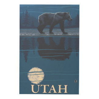 Bear in MoonlightUtah Wood Wall Decor