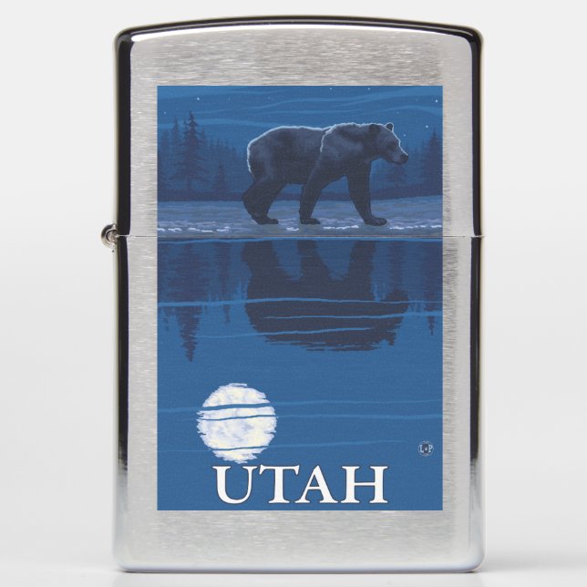 Bear in MoonlightUtah Zippo Lighter (Front)