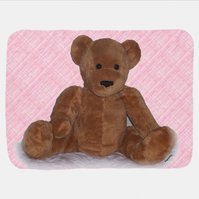 Bear in Pink Baby Blanket (Horizontal)