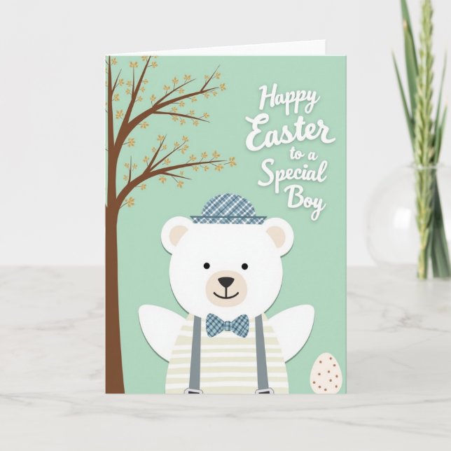 Bear In Plaid Springtime Card (Front)