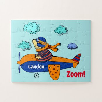 Bear In Plane! Personalized Kid's Jigsaw Puzzle by PicturesByDesign at Zazzle