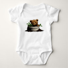 Bear in Potted Plant Illustration