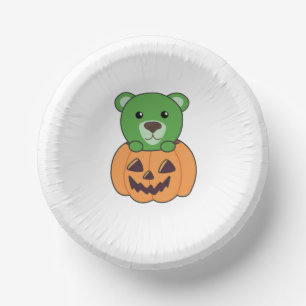 Bear In Pumpkin Sweet Bears Happy Halloween Paper Bowls