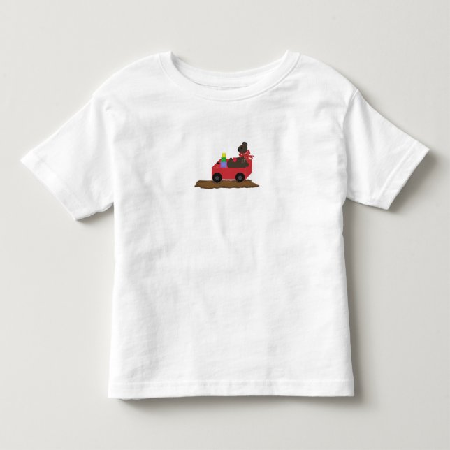 Bear in Red Wagon Toddler T-shirt (Front)
