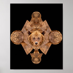 Bear in Sacred Geometry Ornament Poster